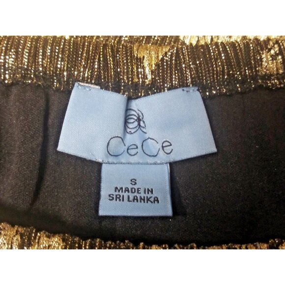 NWT CeCe Womens top Sz S shimmery gold black Party metallic blouson off shoulder - Picture 8 of 11